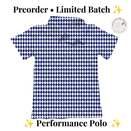 PREORDER Blue Mouse Argyle Performance Polo for Adults and Kids