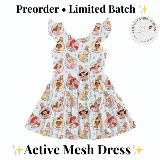 PREORDER Disney Princess Christmas Ornament Flutter Sleeve Mommy and Me Active Mesh Dress