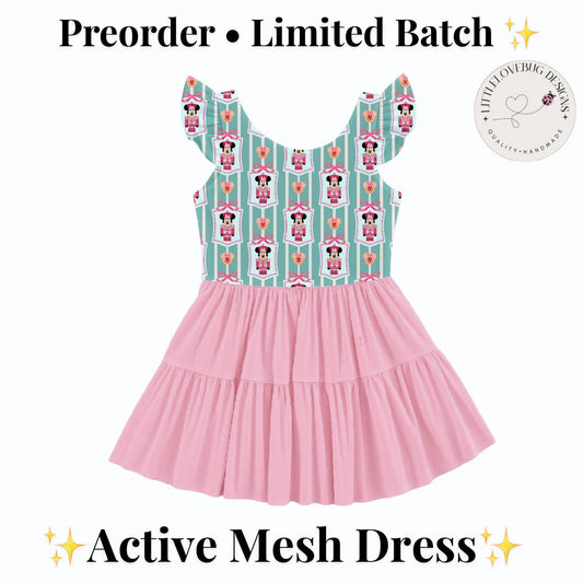 PREORDER Minnie Mouse Nutcracker Flutter Sleeve Mommy and Me Active Mesh Dress