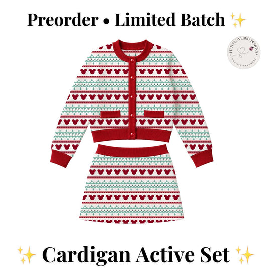 PREORDER Mickey Christmas Fair Isle Cardigan and Skort Mommy and Me Active Set