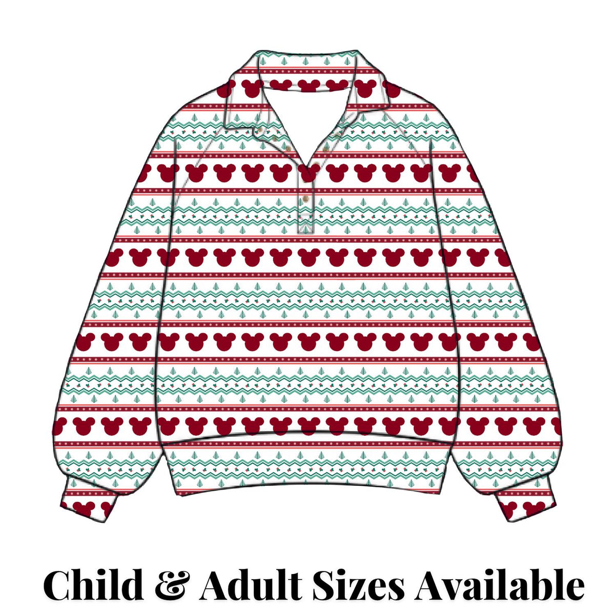 PREORDER Mickey Christmas Fair Isle Quarter Zip Sweatshirt for Adults and Kids