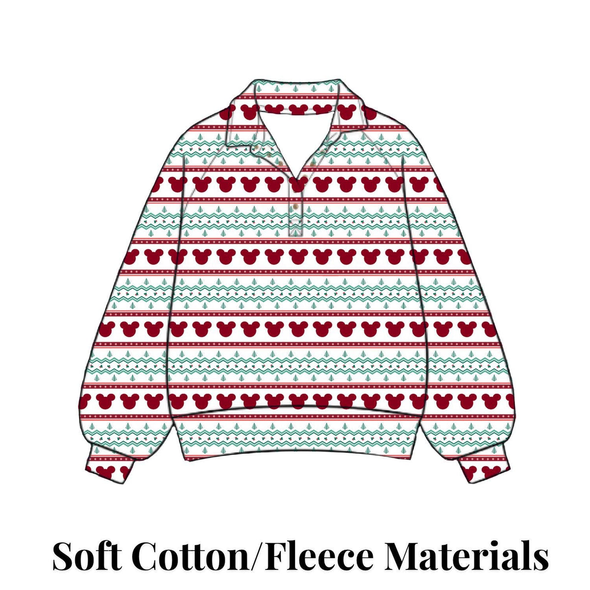 PREORDER Mickey Christmas Fair Isle Quarter Zip Sweatshirt for Adults and Kids