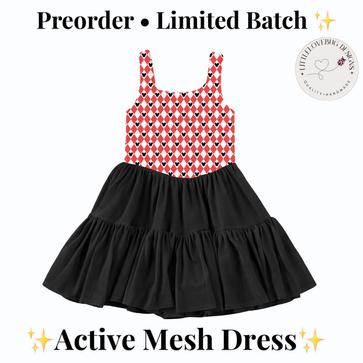 PREORDER Red Mouse Argyle Sleeveless Mommy and Me Active Mesh Twirl Dress