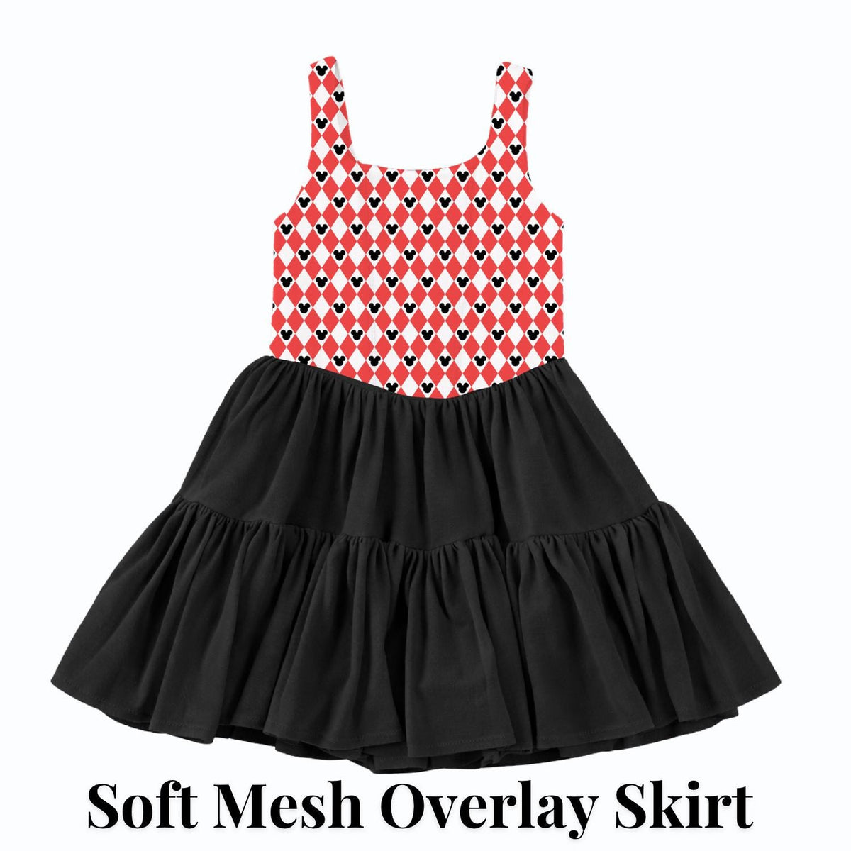 PREORDER Red Mouse Argyle Sleeveless Mommy and Me Active Mesh Twirl Dress