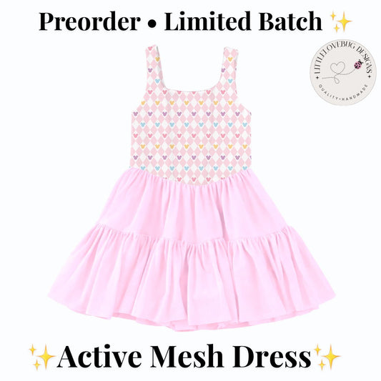 PREORDER Pastel Mouse Argyle Sleeveless Mommy and Me Active Mesh Twirl Dress