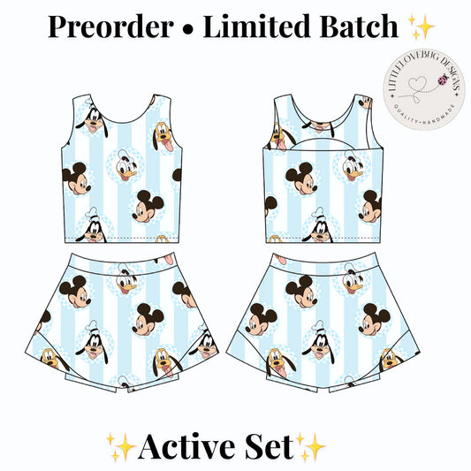 PREORDER Mickey and Friends Blue Stripe Tank and Skort Mommy and Me Active Set