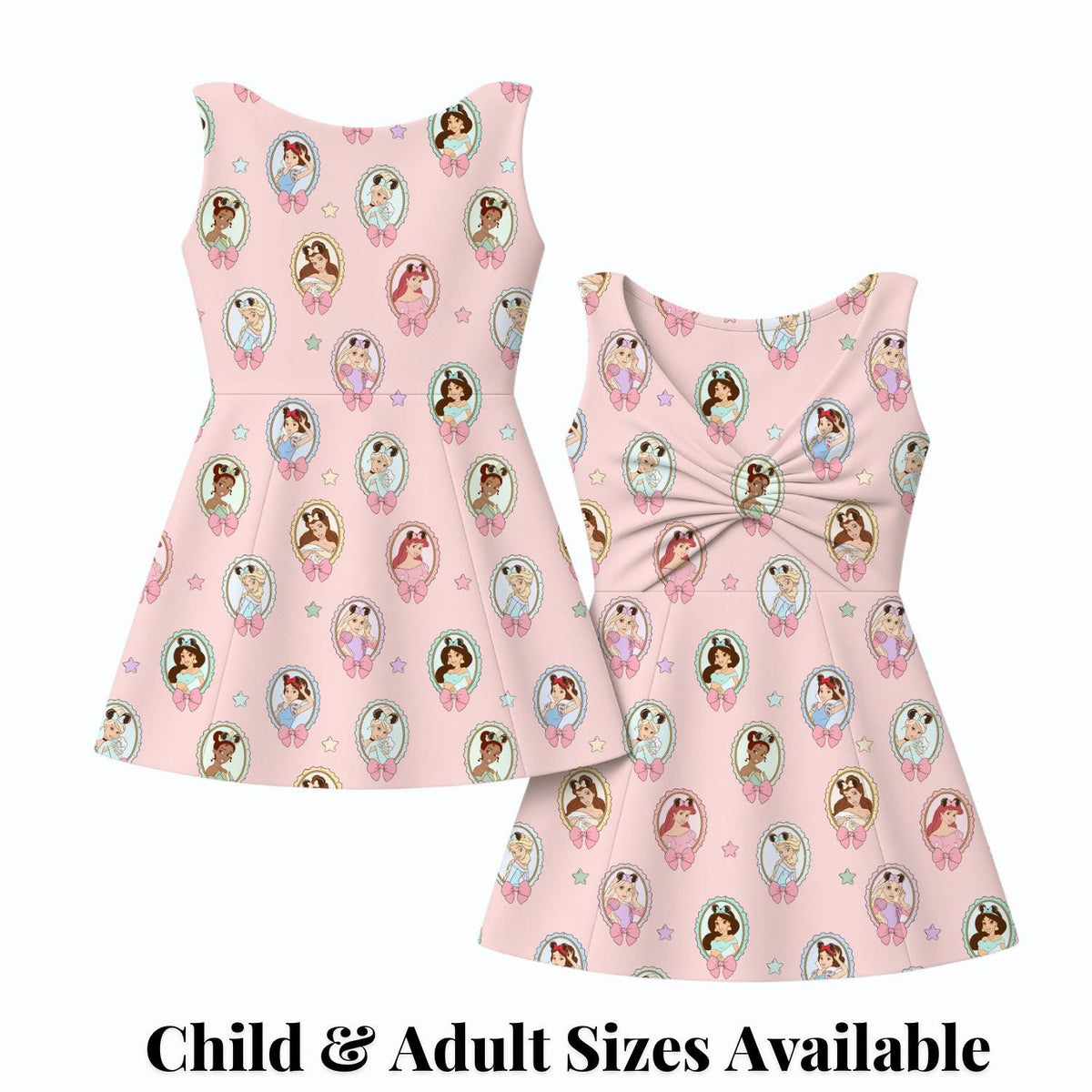 PREORDER Pink Princess Portrait Twist Tie Back Mommy and Me Active Dress