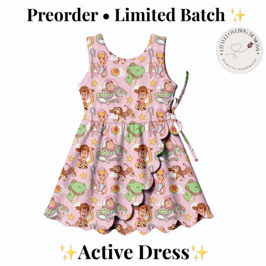 PREORDER Pink Toy Story Character Side Wrap Mommy and Me Active Dress