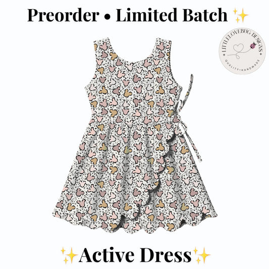 PREORDER Neutral Mouse Leopard Print Side Wrap Mommy and Me Active Dress