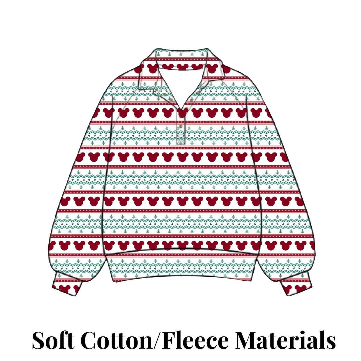 PREORDER Mickey Christmas Fair Isle Quarter Zip Sweatshirt for Adults and Kids __etsy:8496669650