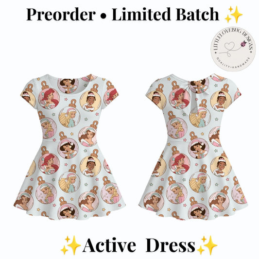 Preorder Christmas Disney Princess Ornament Girls Dress Toddler Kids Holiday Active Twirl