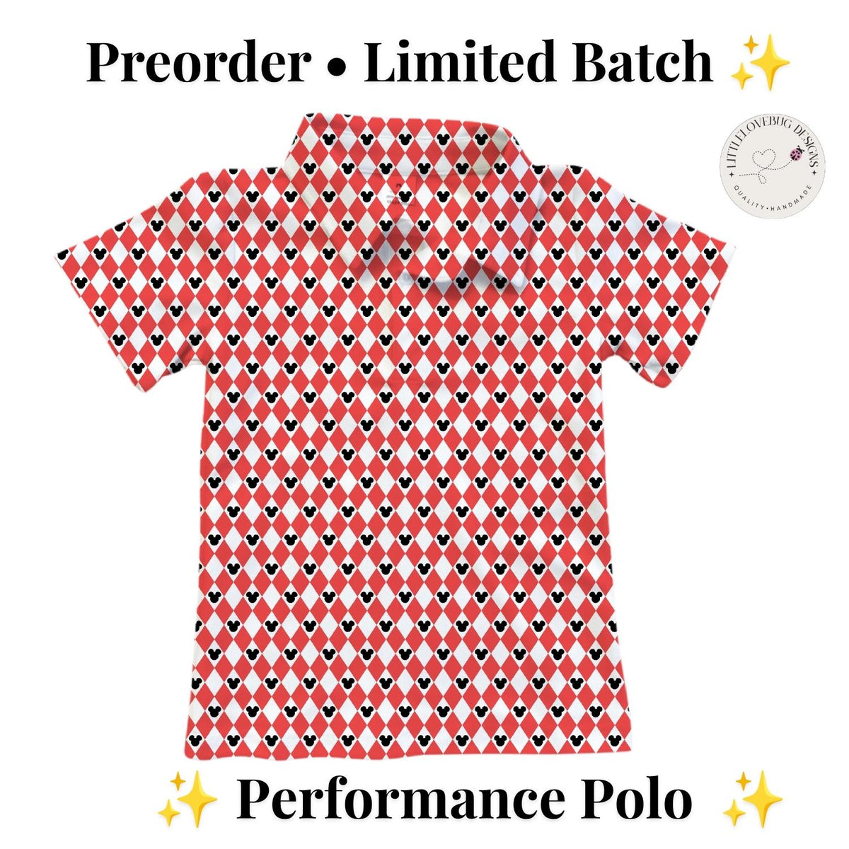PREORDER Red Mouse Argyle Performance Polo for Adults and Kids