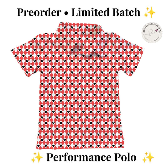 PREORDER Red Mouse Argyle Performance Polo for Adults and Kids