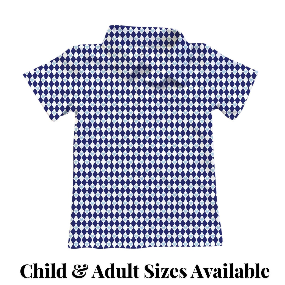 PREORDER Blue Mouse Argyle Performance Polo for Adults and Kids