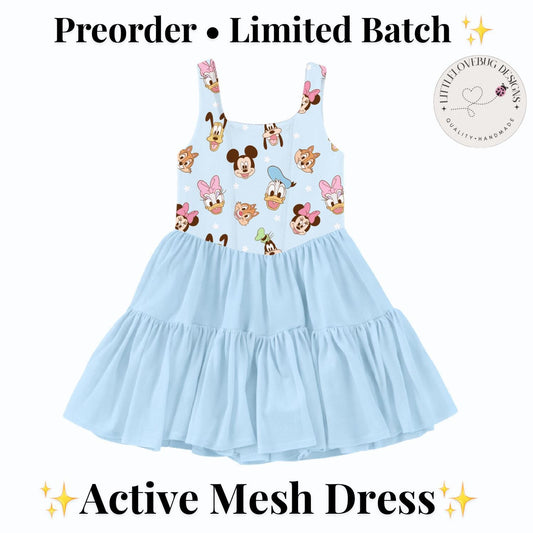 PREORDER Mickey and Friends Blue Sleeveless Mommy and Me Active Mesh Twirl Dress
