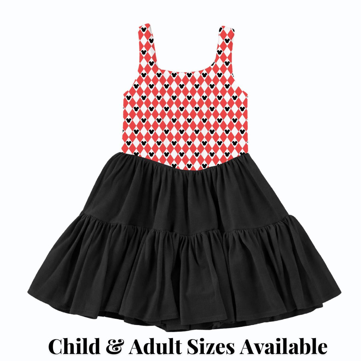 PREORDER Red Mouse Argyle Sleeveless Mommy and Me Active Mesh Twirl Dress