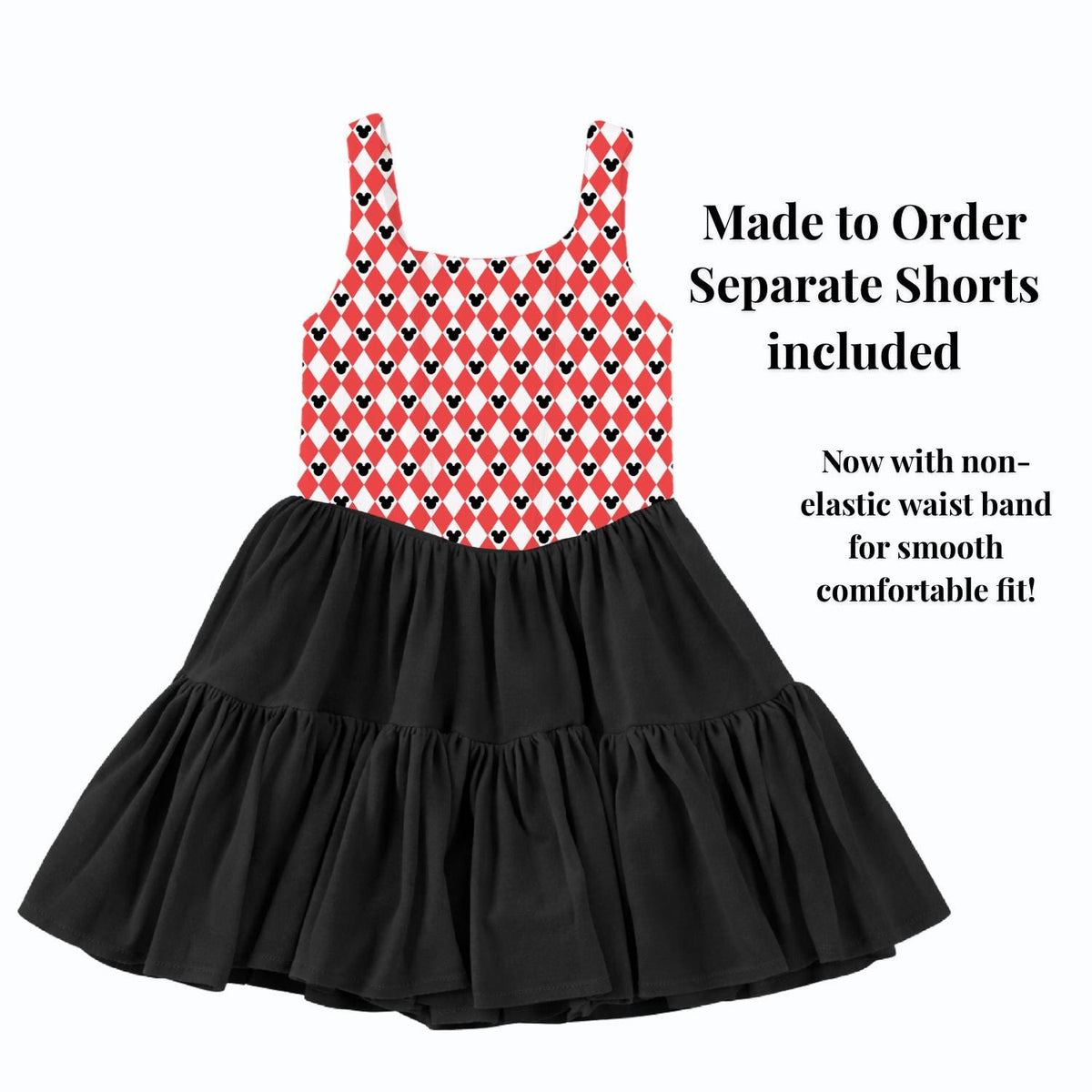 PREORDER Red Mouse Argyle Sleeveless Mommy and Me Active Mesh Twirl Dress