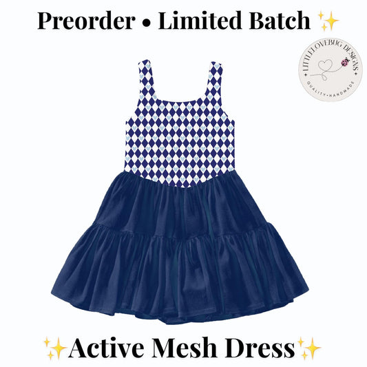 PREORDER Navy Mouse Argyle Mommy and Me Active Mesh Twirl Dress