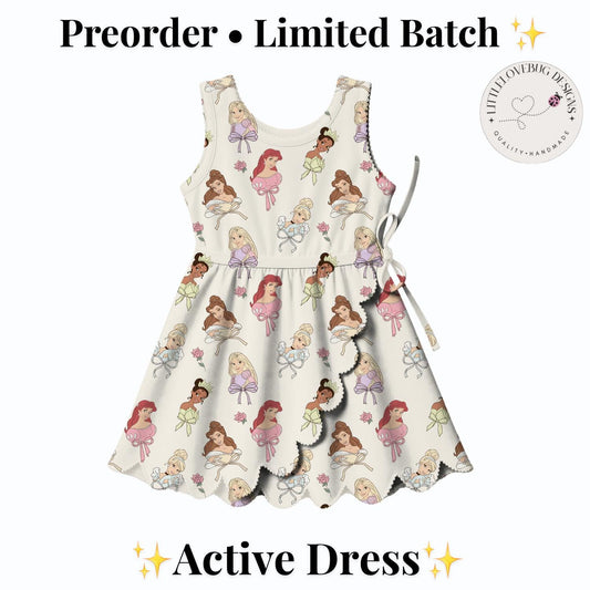 PREORDER Neutral Princess Bow Side Wrap Mommy and Me Active Dress