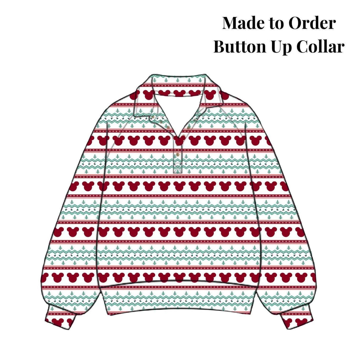 PREORDER Mickey Christmas Fair Isle Quarter Zip Sweatshirt for Adults and Kids __etsy:8544557485