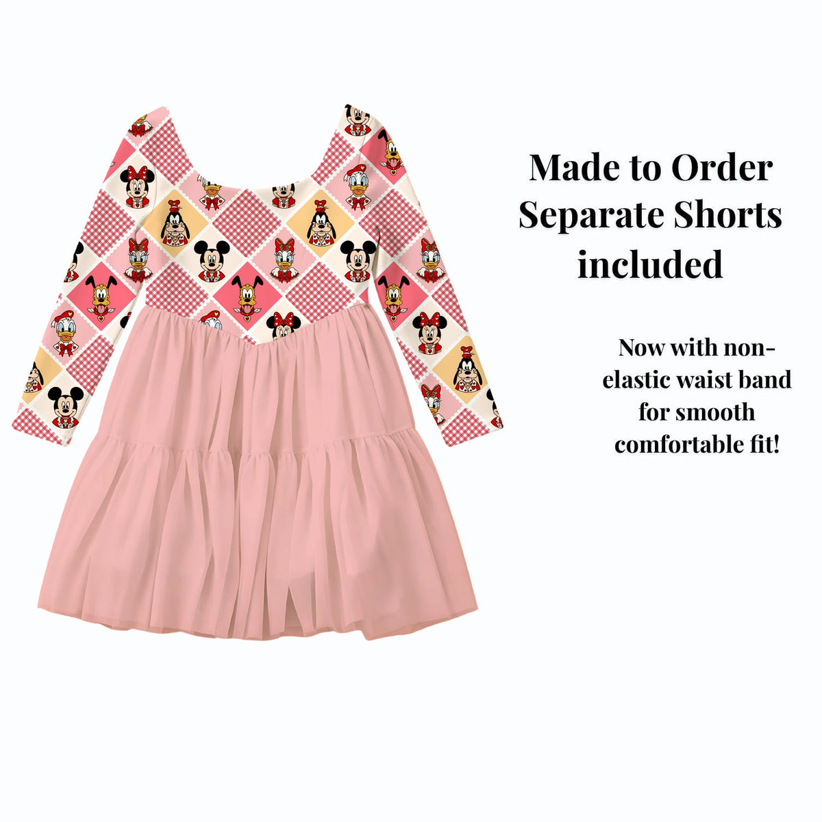 Mickey and Friends Pink Gingham — separate shorts included — product design mockup