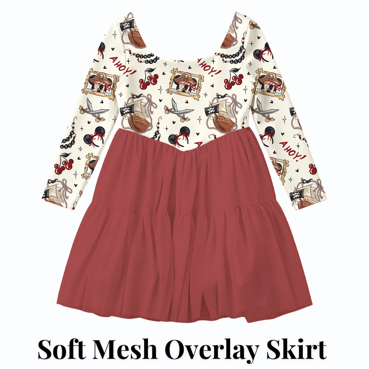 Pirate Mickey — soft mesh overlay skirt — product design mockup