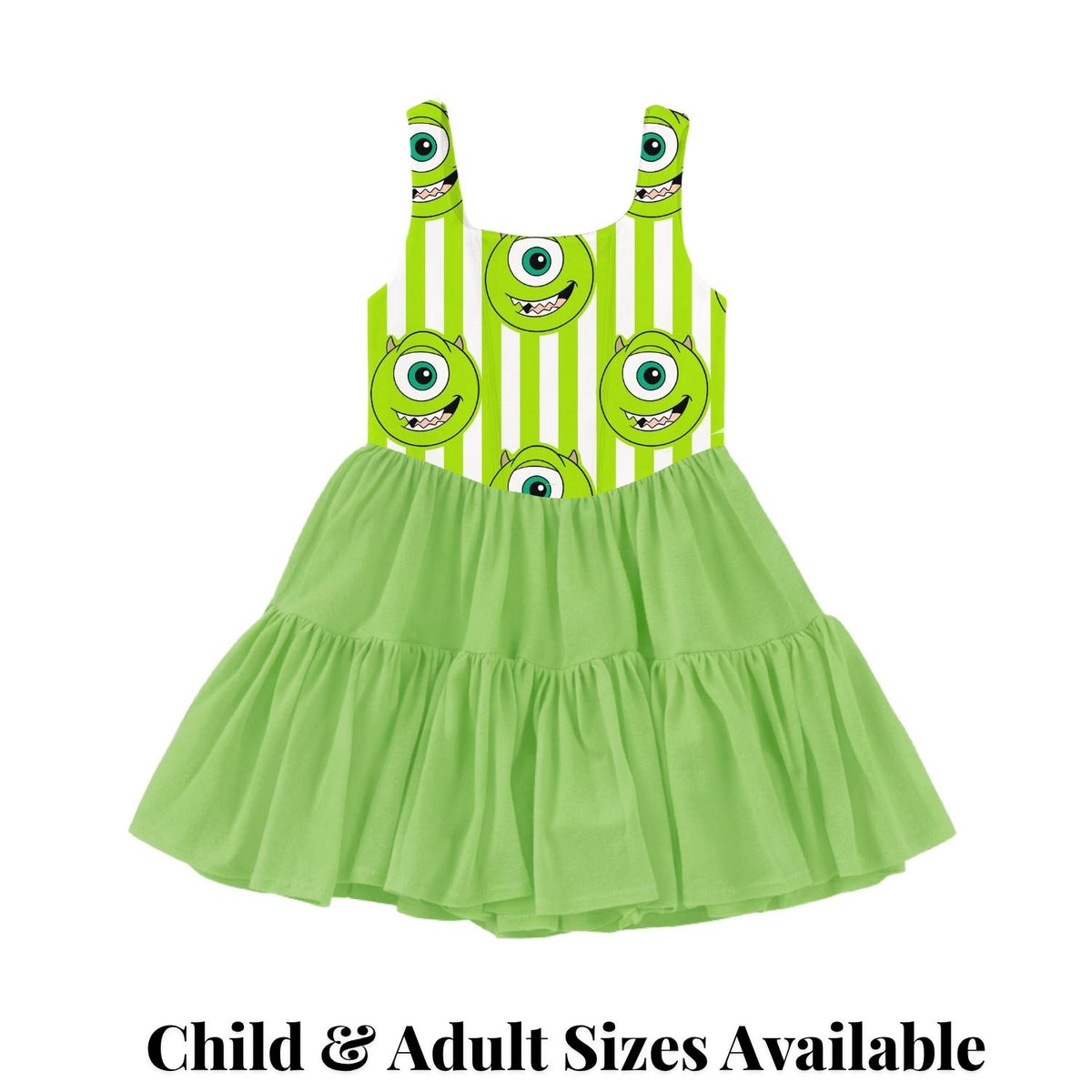 Mike Wazowski active mesh dress child size chart