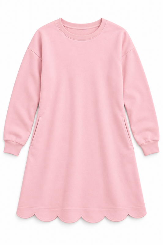 Pink Scalloped Sweatshirt Dress — design mockup